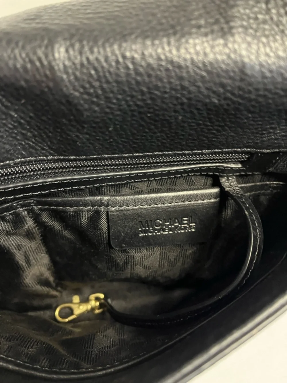 Michaels Kors Black Pebbled Leather Flap Crossbody